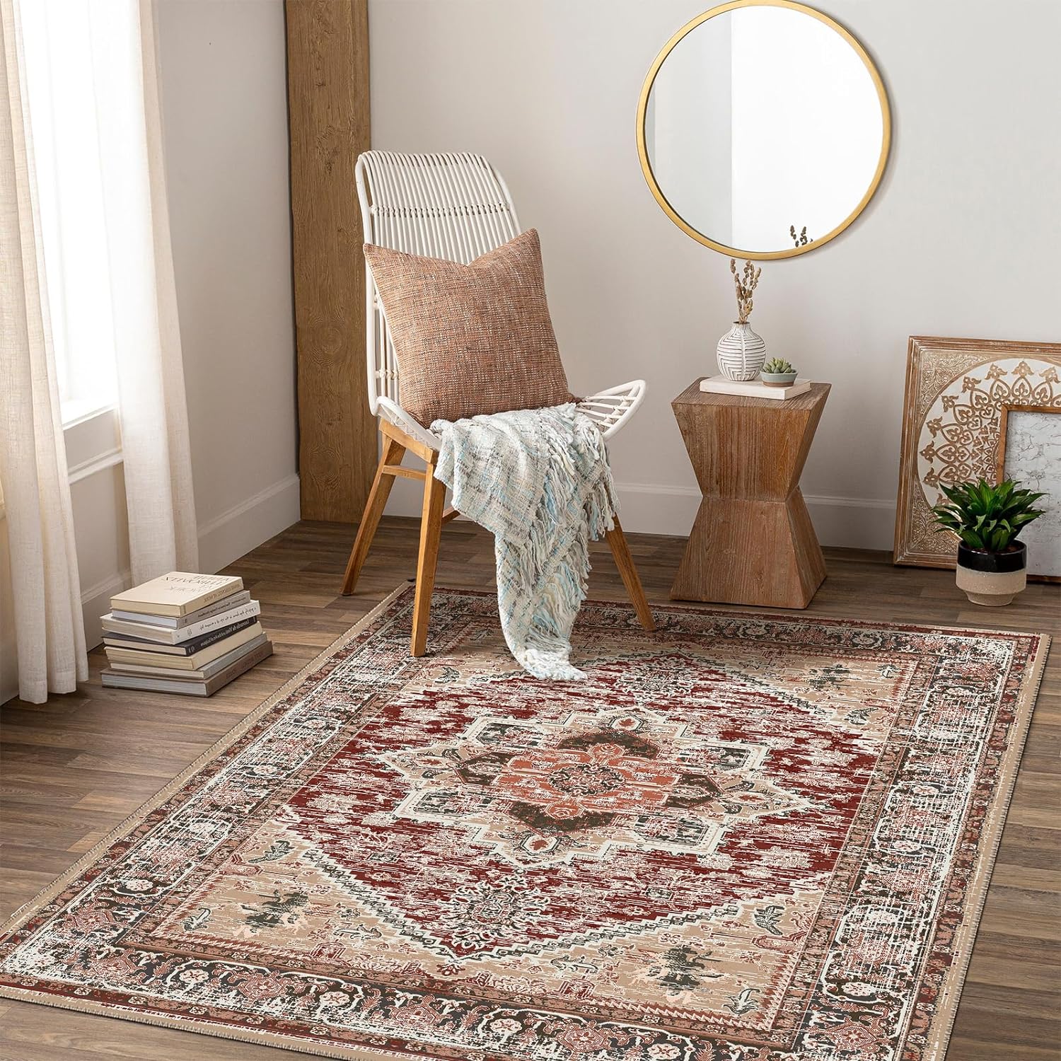 

Ковры Нескользящие Водостойкие Напольные Ковры Дверной Коврик Мягкий Винтажный Ковер для Гостиной Спальни Столовой Детской Комнаты В помещении Кремовый Моющийся Ковер 120*160cm