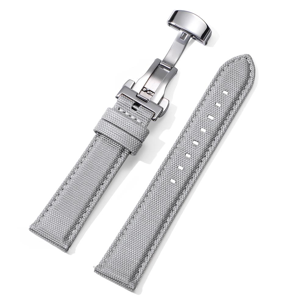 20/22mm Sailcloth Nylon Watch Band for Seiko Butterfly Buckle Men's Casual Sport Strap Quick Release Black Green Wristwatch Band