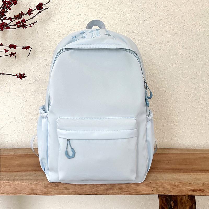 Schoolbag Can Be Printed Solid Color Schoolbag New Japanese Ins Style Simple Campus College Student Backpack Large Capacity Travel Backpack