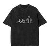 Washed Vintage Osvaldo Cavandoli La Linea Funny Graphic Tshirts Men Women Clothing Anime Oversized Short Sleeve Tops T Shirts