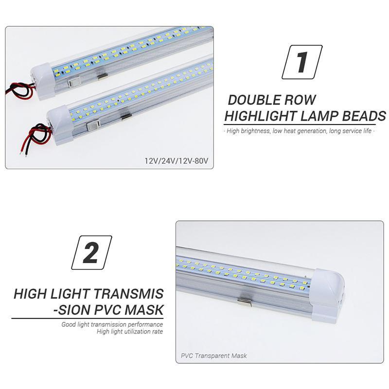 SEAMETAL Lumină Interioară Auto de Citit 48/72 LED Lumini Bar cu Bandă Albă 12V-80V Furgonetă Camion Rulotă RV 1 buc