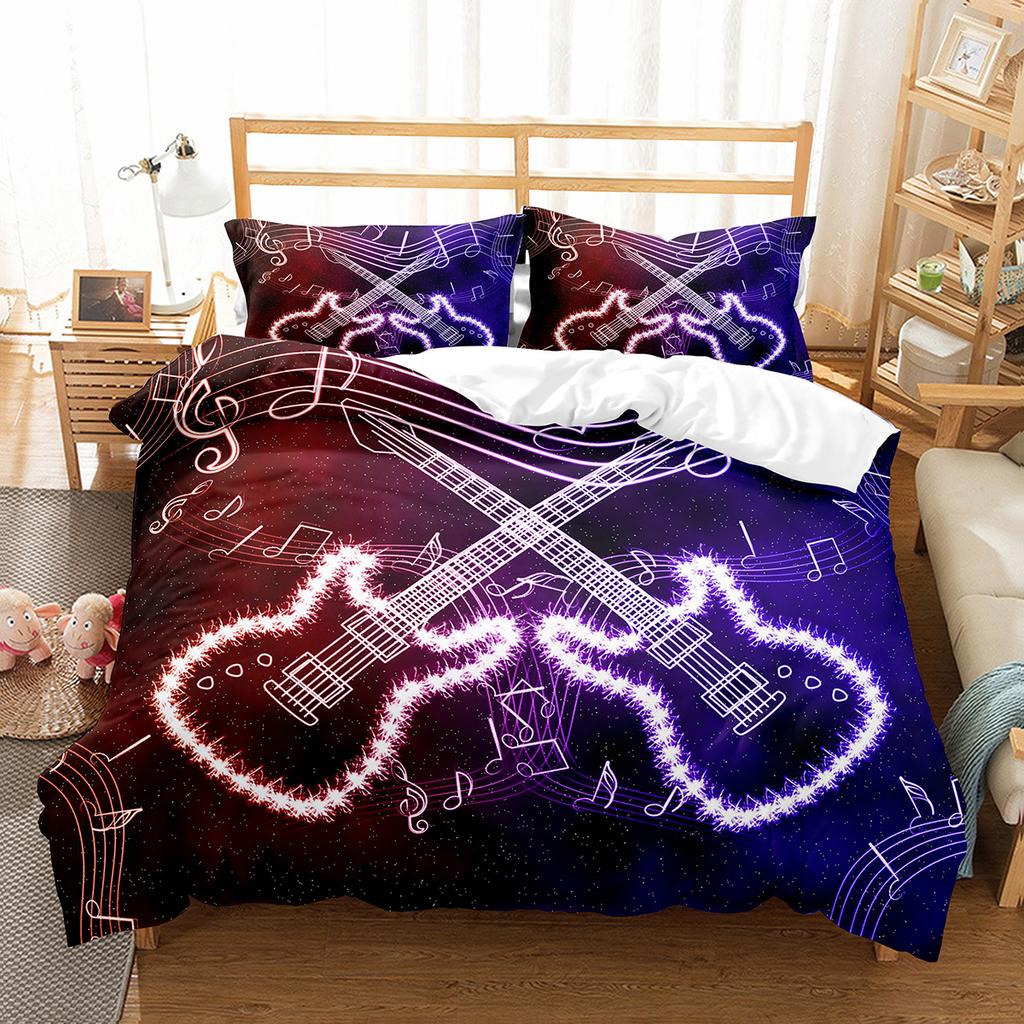 Piano Duvet Cover Microfiber Music Themed 3Pcs Bedding Set King Size Geometric Stripe Quilt Cover