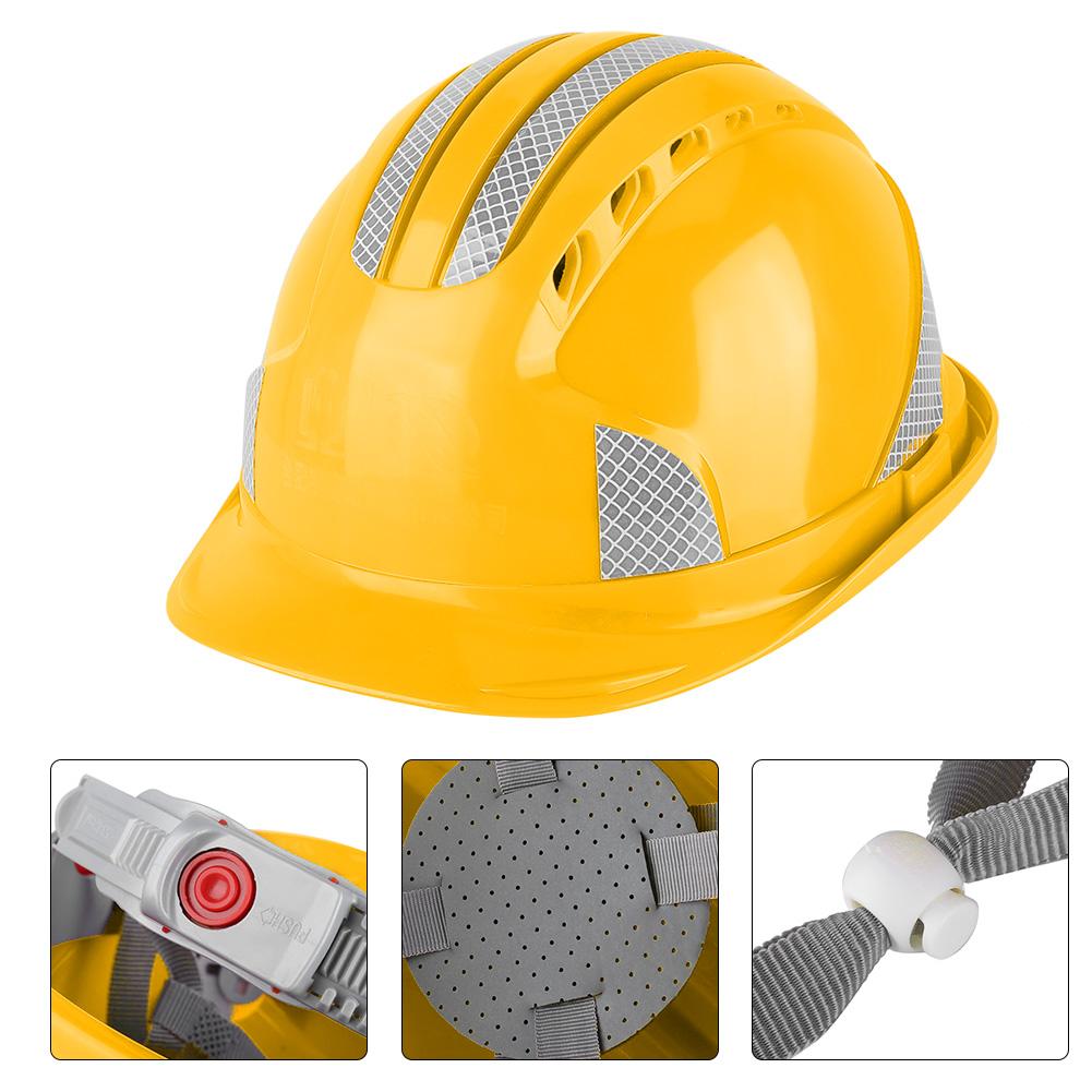 Worker Construction Site Protective Cap Ventilate ABS Hard Hat Reflective Stripe Safety Helmet