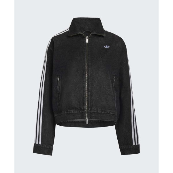 Adidas Originals Fb Denim Lacing Loose Fit Zip Collar Long Sleeve Denim Jacket Women jackets KS1394