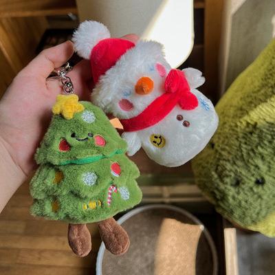 Kawaii Weihnachtsmann Schneemann Plüsch Schlüsselanhänger Cartoon Taschenanhänger Jungen Mädchen Niedliche Hängeaccessoires Puppe Weihnachtsgeschenk