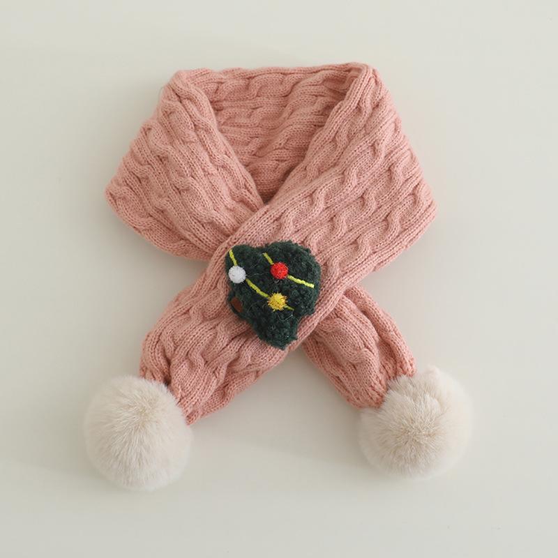 

Children s Autumn & Winter Pom-Pom Knit Scarf - Warm, Cute, Cold-Proof Neck Protector розовый