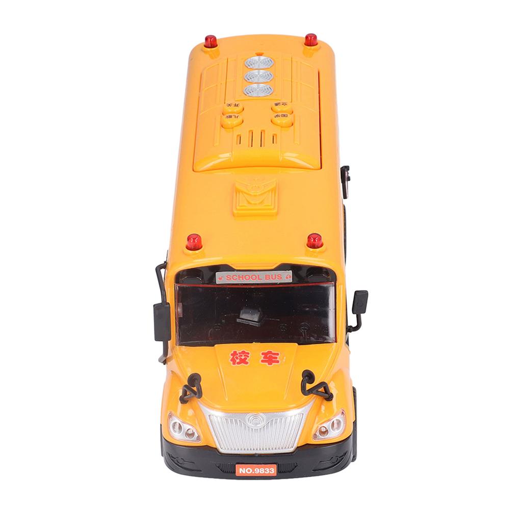 Yellow School Bus Model Toy Plastic Car Play Vehicle Figure with Opening Doors Lights Sounds