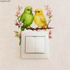 Colorful Bird Floral Switch Sticker Self-Adhesive Removable for Bedroom Living Room Background Wall Home Decor Art