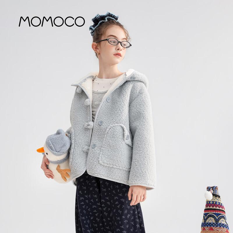 MOMOCO Girls' 2025 Winter Fashion Korean Style Plush Jacket