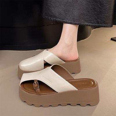 Retro Tasche Kopf Halbschuhe Damen Oberbekleidung 2025 Sommer neue Muffin dicke Sohle erhöhend vielseitig lässige Mode coole Hausschuhe