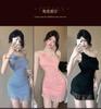 Sexy One-Shoulder Mesh Ruffled Slip Dress
