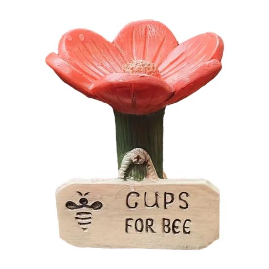 Bienenfreundliche, flache Trinkschale aus Keramik in Blütenform – leicht zu reinigen – Gartendekoration