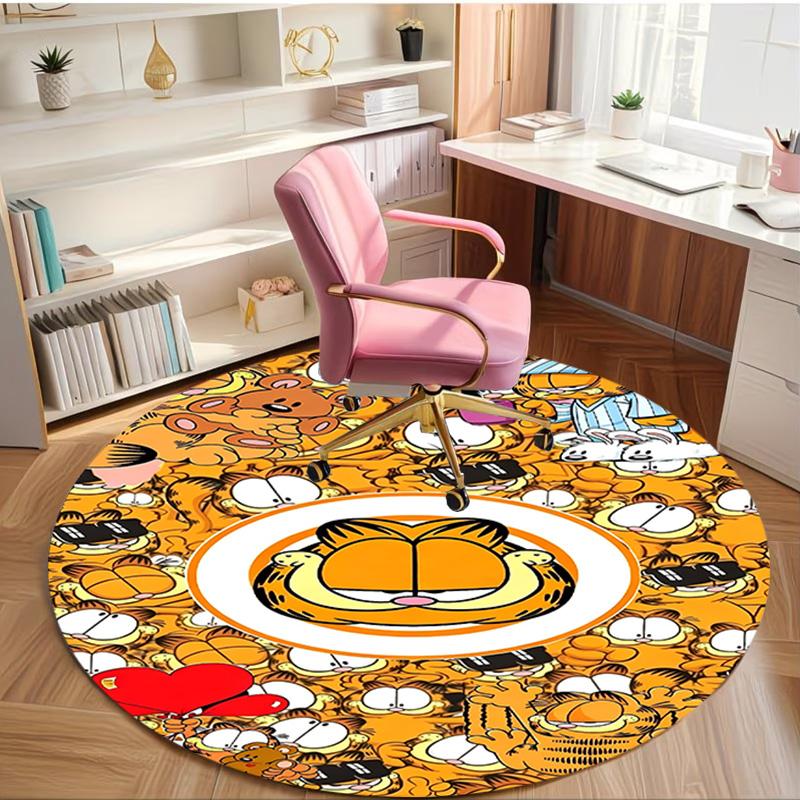 Garfield Baskılı Yuvarlak Halı, Yıkanabilir Zemin Halısı, Giriş Holü Yurt Çamaşır Odası Ofis Çalışma Odası İçin, Ev Dekorasyonu Doğum Günü Noel Hediyesi