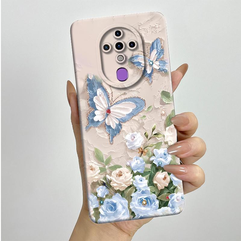 For Tecno Spark 6 KE7 Case Spark6 Silicone TPU Soft Phone Casing Sweet Painted Printed Shockproof Protective Back Cover
