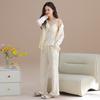 Shopping mall quality~ pure cotton pajamas three-piece pajamas women's winter sexy and sweet suspender long-sleeved loungewear set