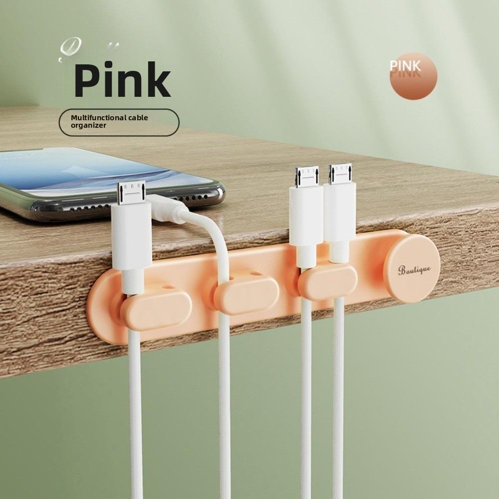 

Самоклеящийся органайзер для кабелей, многоцелевое фиксирующее устройство для намотки, настольные принадлежности для хранения розовый