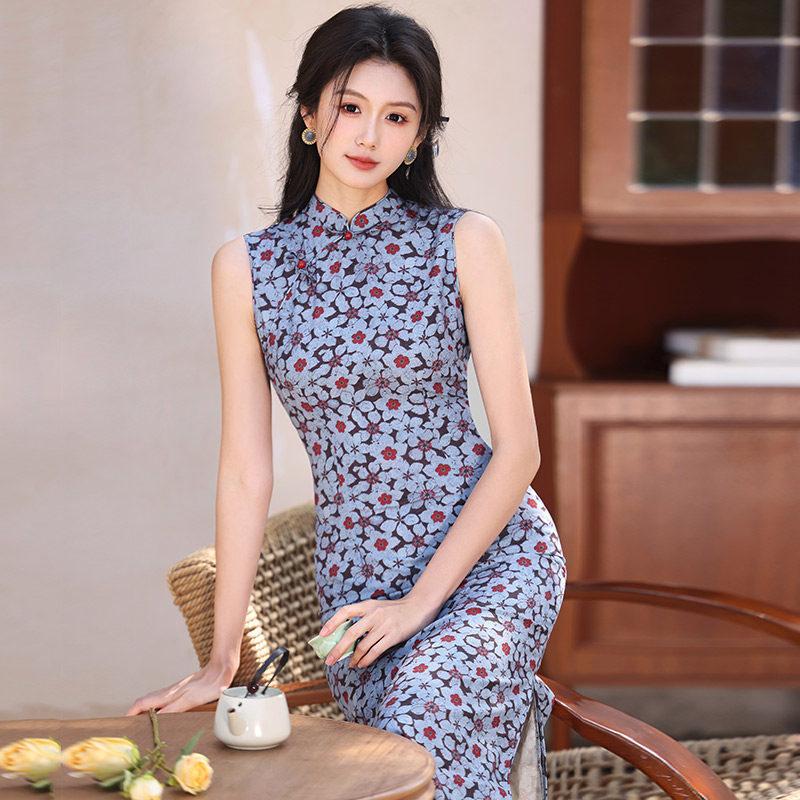 Kolsuz milli tarz, yeni Çin Suzhou uzun cheongsam, geliştirilmiş genç 1011 yeni kadın yüksek kaliteli his, günlük giyim