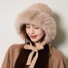 Knitted Hat Women's Autumn Winter Hemp Pattern Wool Collar Wool Hat Velvet Snow Hat