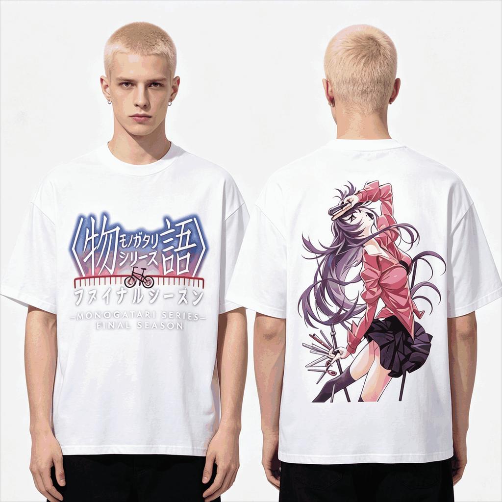 2026 Hot Sale Summer Monogatari Series Anime Lover Tshirt Unisex Harajuku Cotton Tshirt High Street Fashion Oversized Tshirt