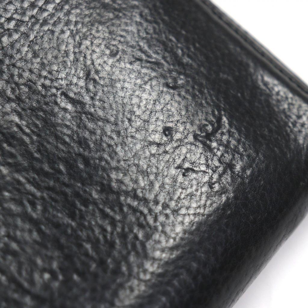 Great CHROME HEARTS Purse REC ZIP Black Leather Mens Used