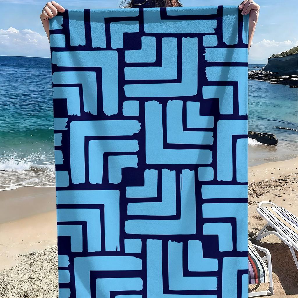 Simple geometric line patterns polyester microfiber beach towel is highly absorbent, suitable for swimming and beach outings