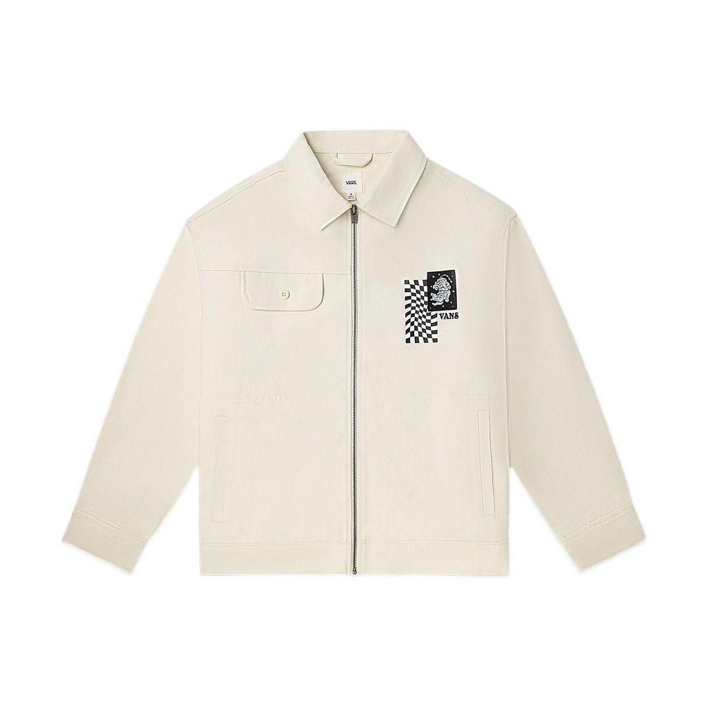 Vans Printed Embroidered Zip-Up Collar Jacket Unisex Outerwear White VN0A7Q193KS