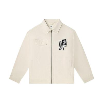 Vans Printed Embroidered Zip-Up Collar Jacket Unisex Outerwear White VN0A7Q193KS