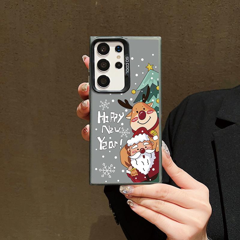 Husă pentru telefon cu laser pentru astronauți de Crăciun pentru iPhone 15 14 Pro Max 13 12 11 Samsung S23 S22 Ultra A54 A53 Copertă din spate cu model de căprior Moș Crăciun antișoc