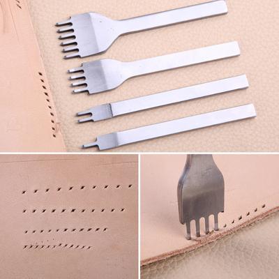 DIY Leer Snijgereedschap Rond Hakken Hechten Ponsen Spatiëren Handnaaien Leer Kunst Snijset