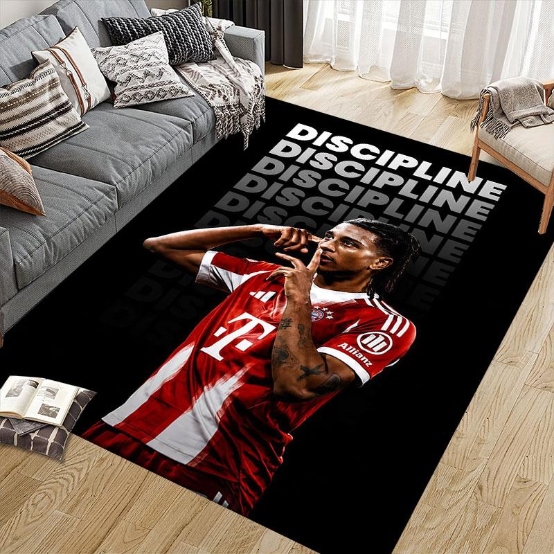 Michael Olise Flannel Printed Carpet, Home Sofa Decoration for Living Room & Bedroom, Non‑Slip Play Flannel Floor Mat for Game Room