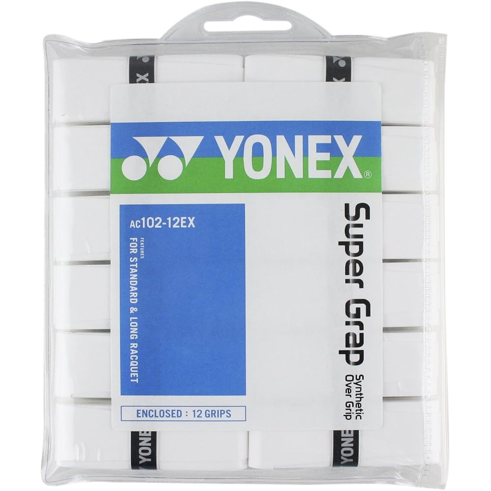 Yonex Super Grap Overgrip 12 Pack White, High Tack, Durable, Sweat Absorbent