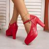 2025 New Mary Janes Women's High Heels Chunky Heel Plus Size Pointed Toe Classics Office & Career Pumps Women Buckle Strap Shoes