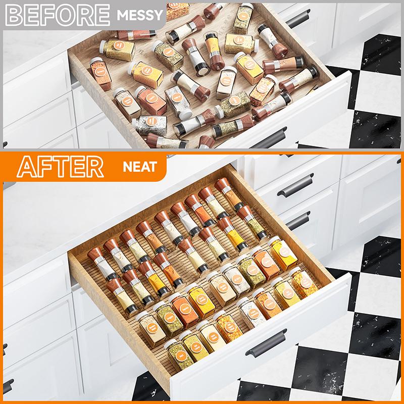 Kitchen Drawer Seasoning Bottle Storage Rack Stepped Style Multiple Layers Cabinet Organizer Adjustable Spice Jars Display Stand