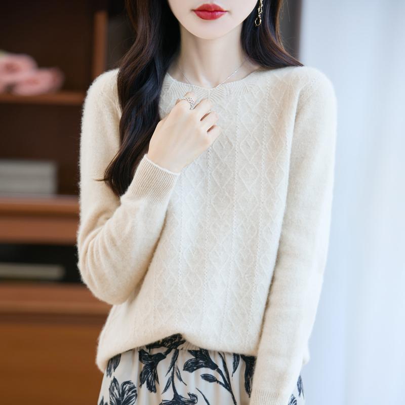 Dámský kašmírový svetr Kašmír Qinghe 30% kašmír 70% vlna podzimní a zimní pulovr hřejivý a módní