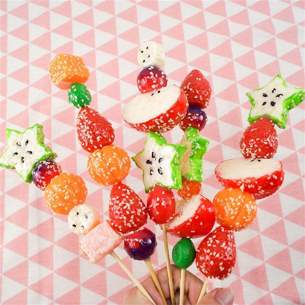 Artificial Fruit Stick Artificial Sugar-Coated Haws Fake Candied Haws Realistic Simulation Fruit for Photography Prop