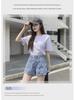 Summer 2021 High-Waist Korean Style Women's Denim Shorts with Side Zipper and Letter Design - Slim, Wide-Leg Hot Pants Trend.