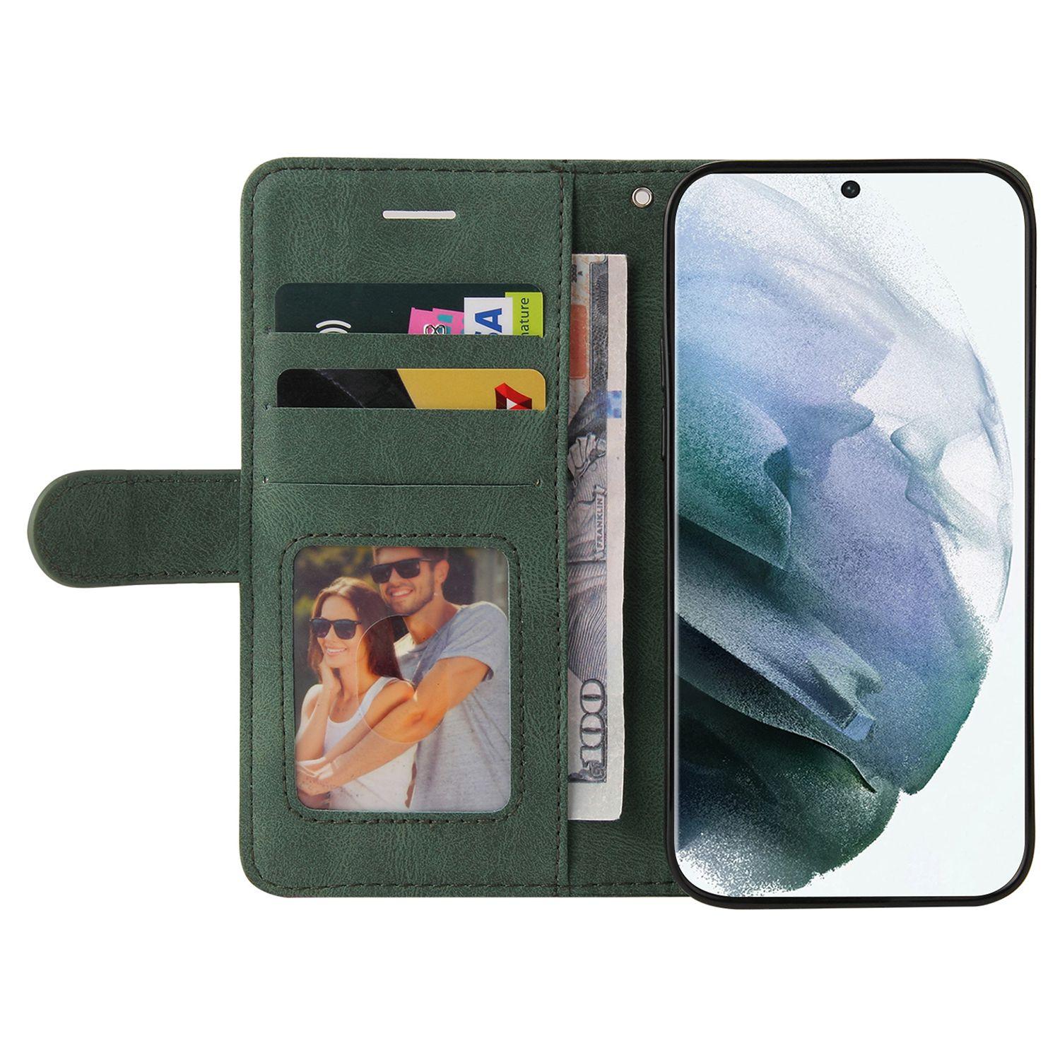 

For Samsung Galaxy S23 Ultra Leather Case Wallet Stand Color Splicing Phone Cover Green