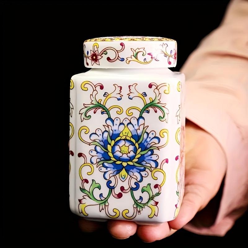 Ceramic Seal Jars Floral Portable Nut Kitchen Organization Nut Storage Coffee Bin Container Fliptop Jars Kitchen Decoration