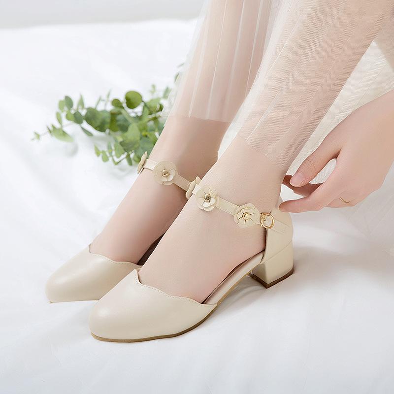 Japanese Sweet Lolita Girls Party Sandals Sweet Flower Mary Jane High Heel Shoes Princess Cosplay Party Shoes Summer Pumps 28-39