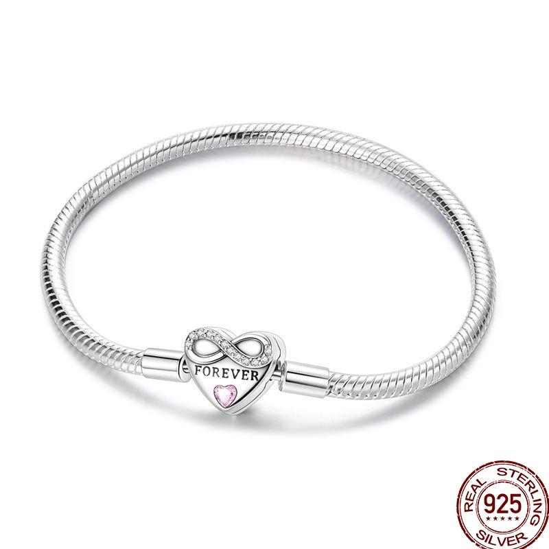 925 Sterling Silver 17-20CM Original Bracelets Heart Moon Sun Clasp Bead Charm Bracelet Fit DIY Charms Beads for Women Jewelrys