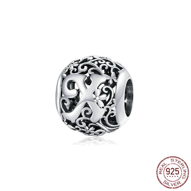 New 925 Sterling Silver Birthstone Heart Pendant Letter Series Bead Fit Original Fashion Charms Bracelet Women Jewelry Diy Gift