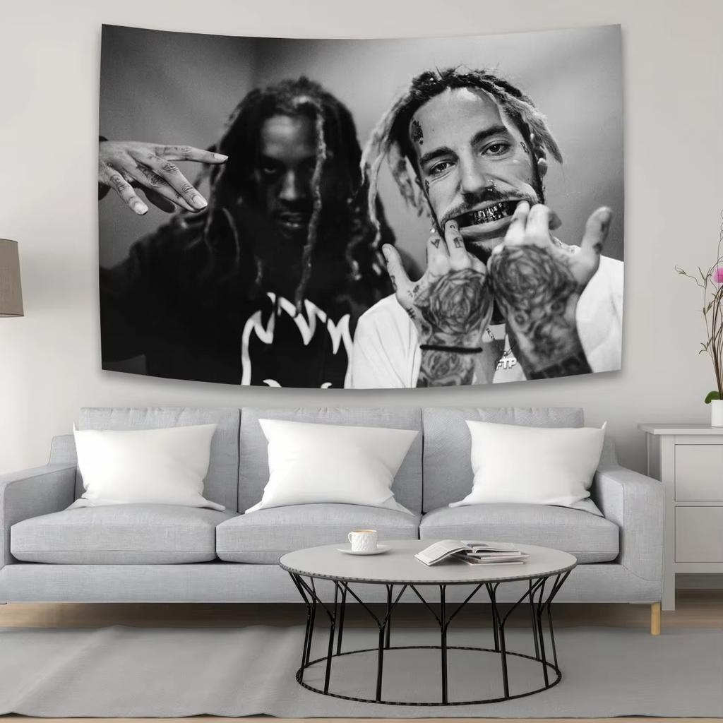 European American HipHop Artist Wall Tapestry Aesthetic Dormitory Backdrop Youth Room Decor Hanging Cloth Art
