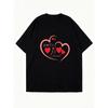 Black Oversized T Shirt With Love Is Valentines Heart Print For Valentine's Day