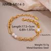 Gold Plated Adjustable Geometric Jewelry Heart Shaped Zircon Paperclip Charm Bracelet Stainless Steel Baroque Pearl Bangle