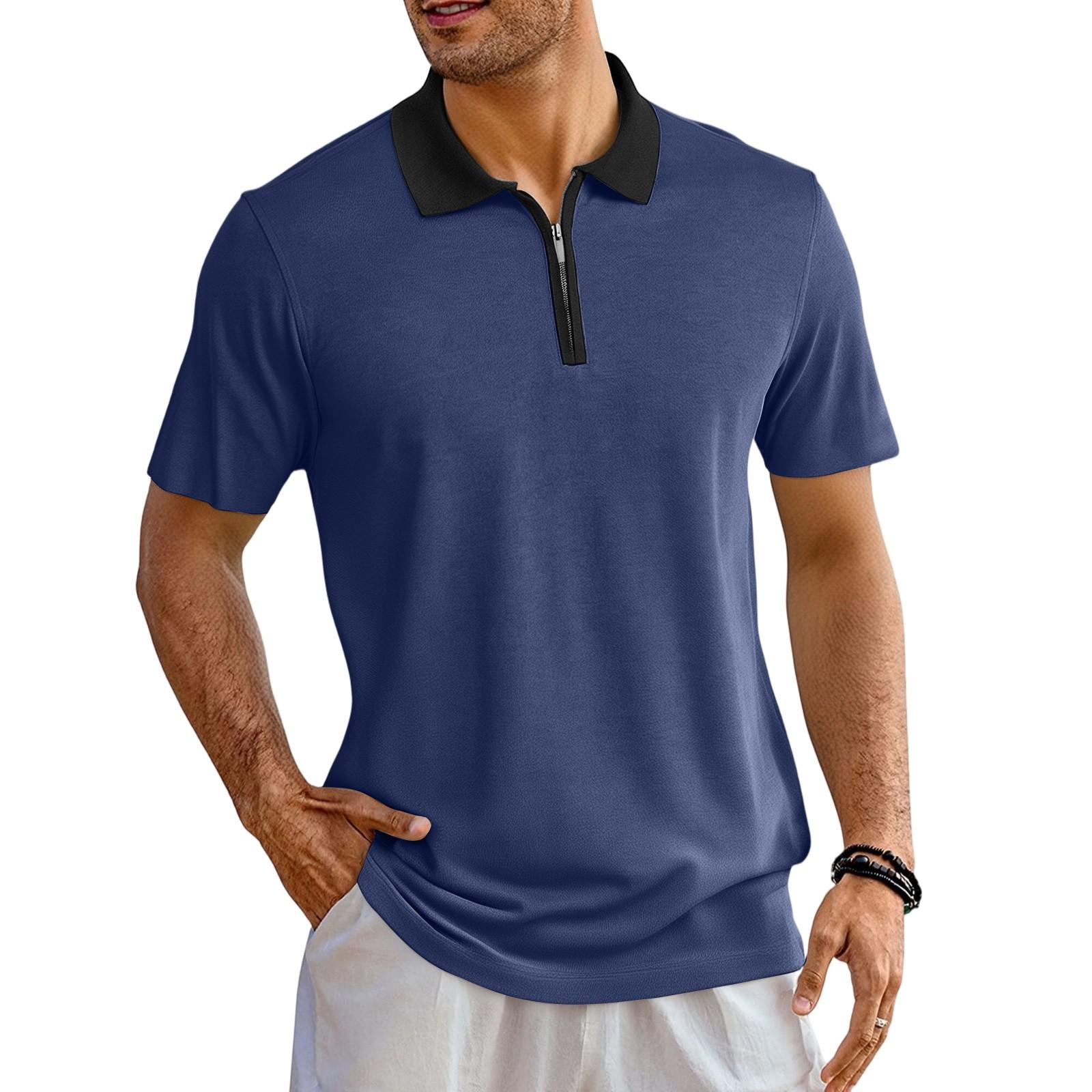 

Летняя мужская свободная повседневная рубашка с короткими рукавами и лацканами, дышащий спортивный топ L