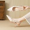 Fashion new lace bow pointed single shoes versatile fine heel comfortable women's single shoes