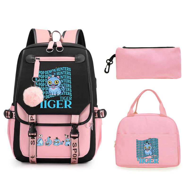 Animation Cartoon Printing Large Capacity Lightweight Student Schoolbag Children'S Leisure Backpack Three-Piece Set