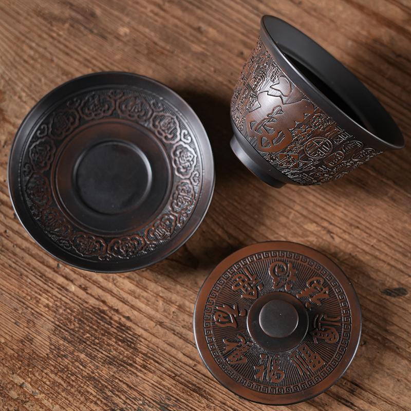 Jianshui Clay Purple Pottery Gaiwan Ceramic Handmade Household Kung Fu Tea Set Tea Bowl Tea Cup Tea Maker Tea Ceremony