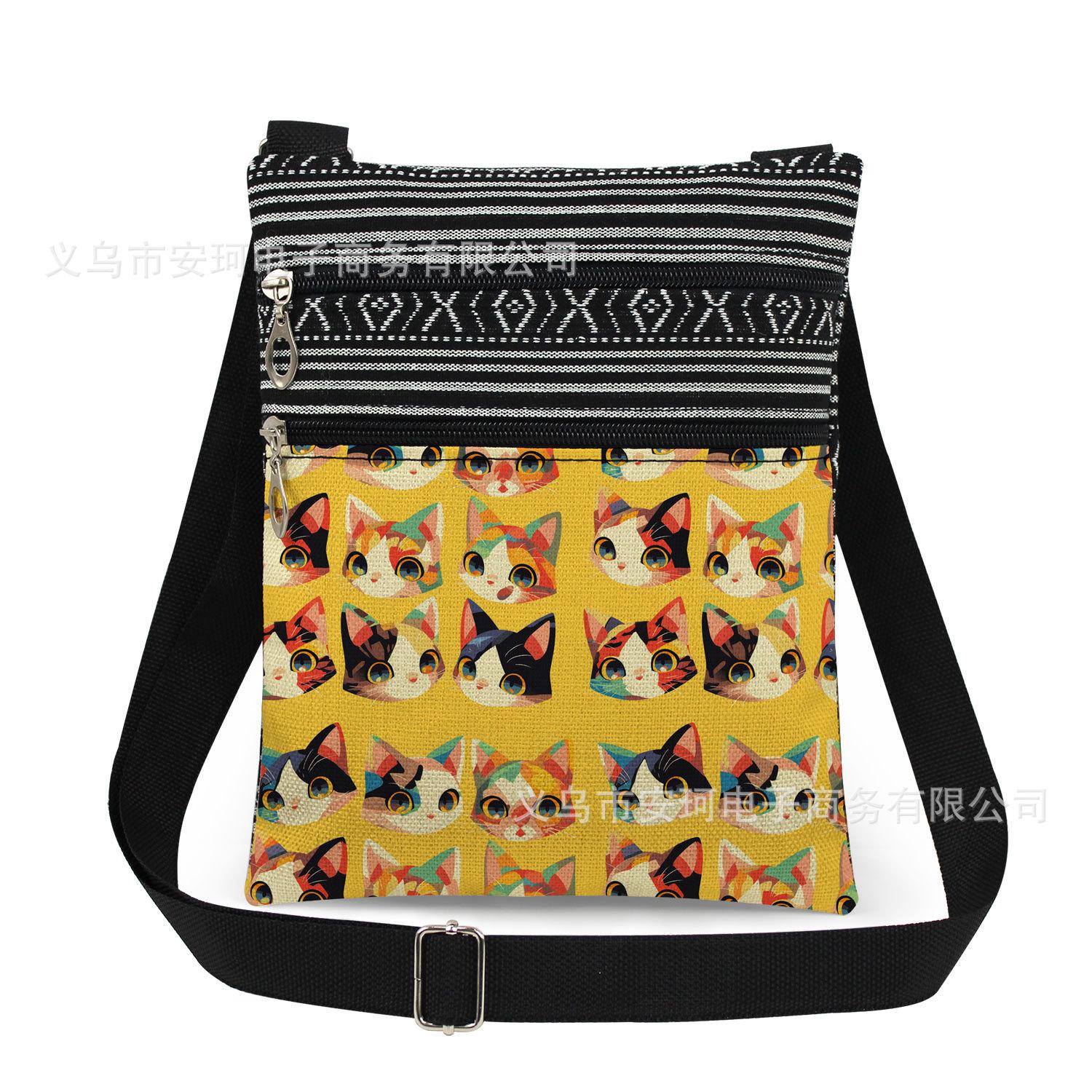 

1PC Cat Print Tote Bags Women Shoulder Handbags Postman Package 6952 KTB