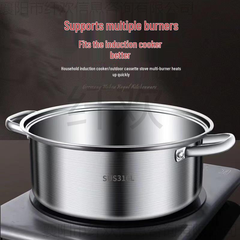 Garnek ze stali nierdzewnej 316 do gotowania na gazie i indukcji - Bardzo gruba miska klasy spożywczej